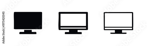 Set of three computer monitor icons in different styles.