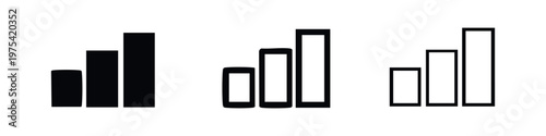 Set of three bar graph icons showing increasing data.
