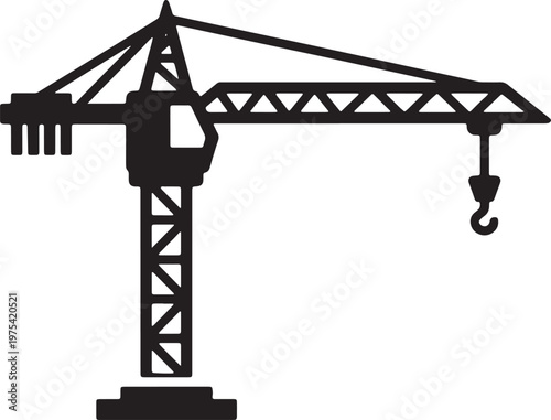 Construction crane icon on transparent background, vector illustration.