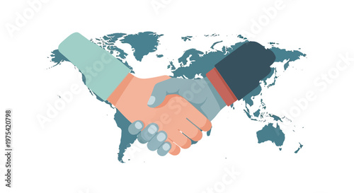 Illustration of two hands shaking each other representing partnership and cooperation. EPS Editable. Vector Illustrations.