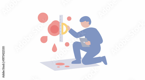 A male laboratory technician performing a medical blood analysis test. EPS Editable. Vector Illustrations.