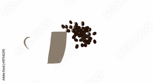Coffee beans, coffee cup, brown coffee, vector icons