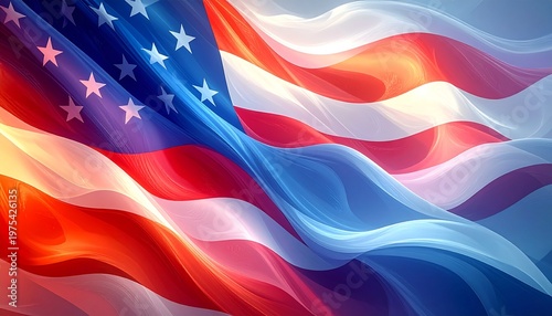 American flag waving proudly in the wind, a patriotic symbol of the United States of America