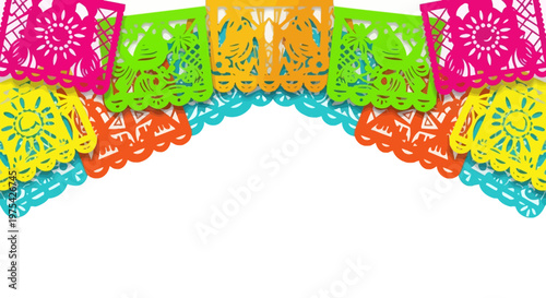 Traditional Mexican Papel Picado Banners Arch for Cinco de Mayo