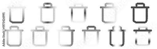 Collection of various metal bucket icons in different styles and colors