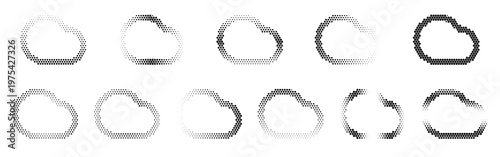 Collection of various black and white cloud shapes