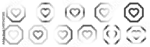 Collection of various heart shaped icons in different styles and designs