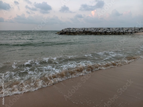 The sea and the bright sandy beaches.
