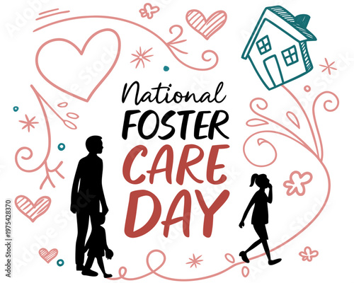 National Foster Care Day Vector Illustration, Child Support and Family Awareness Design