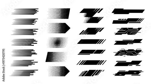 Futuristic Glitch Tech Design Elements Pack