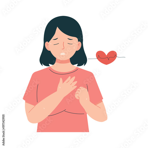 Low Blood Sugar Symptoms Woman Flat Character Illustration