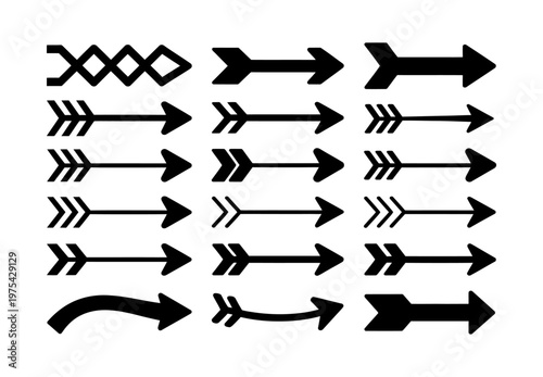 Collection of vector arrows pointing in various directions