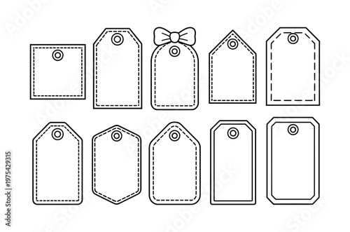 Variety of blank vector label templates with different shapes and designs displayed.