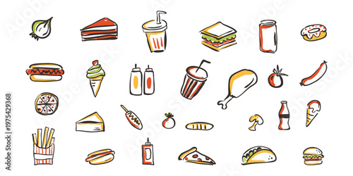 Colorful fast Food crayon h...