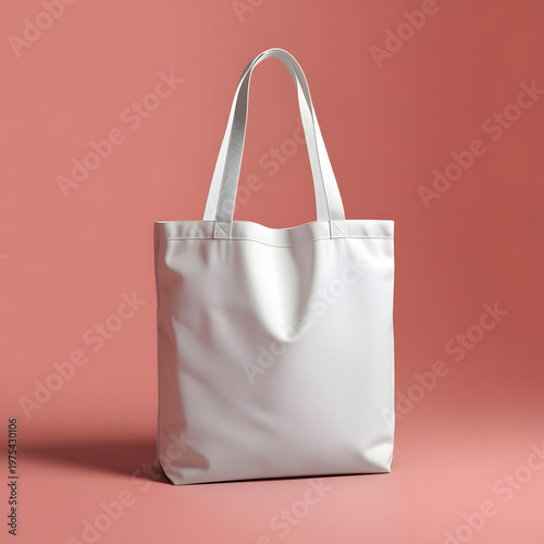 mockup tote bag with pink pastel background