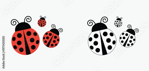 Fly flying ladybug vector illustration featuring a dotted polka dot pattern, representing a spring theme with a cute insect in motion, designed in a clean and natural vector style suitable for nature 