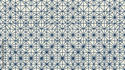 Intricate blue geometric star pattern with seamless tessellated tiles for the background.