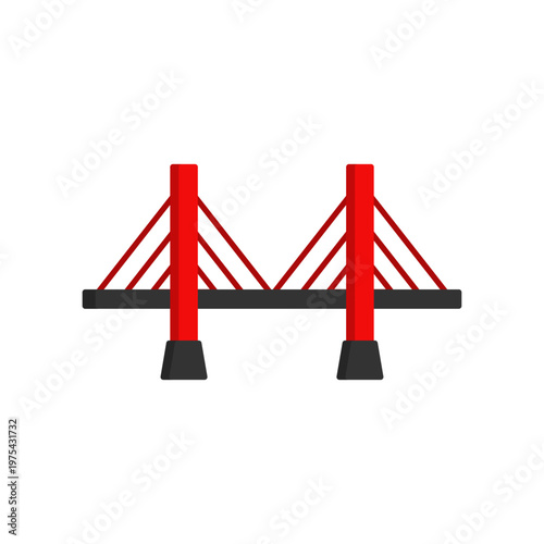 bridge red simple flat icon illustration