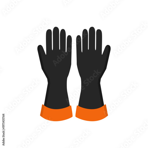 rubber gloves  long simple flat icon illustration