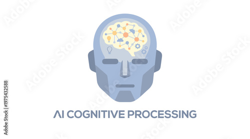 Artificial Intelligence Cognitive Processing Conceptual Graphic Illustration. EPS Editable. Vector Illustrations.