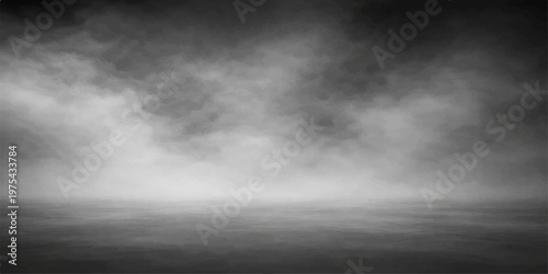 Abstract a haunting expanse of swirling fog, shrouded in mystery and atmosphere. The ethereal mist dances across a dark and ominous horizon, inviting introspection.