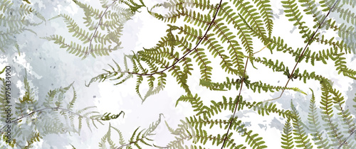 Magical forest, petal flower. Spring leaves, flowers. Floral seamless pattern. Soft watercolor background. Vector illustration. Vintage Template for textile, wallpaper.