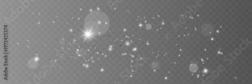 The dust sparks and golden stars shine with special light. Vector sparkles on a transparent background. Christmas light effect. Sparkling magical dust particles.