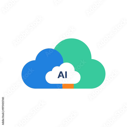 Artificial Intelligence Cloud Computing Concept Illustration.