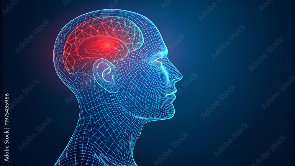 Fototapeta premium 3D anatomy illustration of brain pain and neurological activity concept