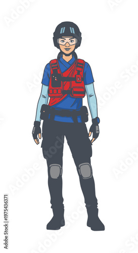 Female climber wearing safety gear and smiling confidently  