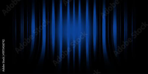Abstract vertical blue and black abstract composition with rhythmic lines and a sense of depth and mystery.
