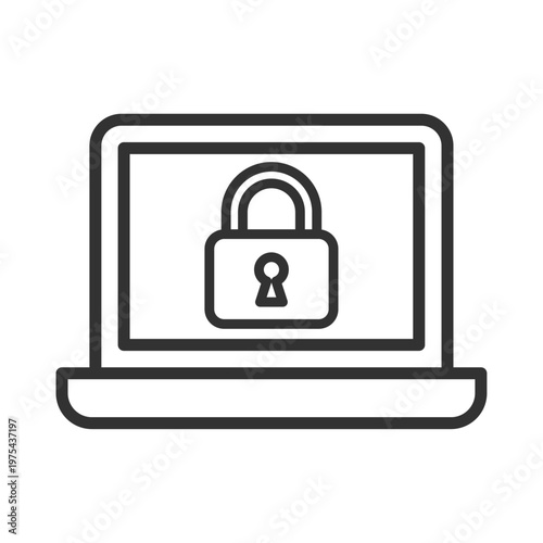 ノートパソコンロック・アクセス制限アイコン｜セキュリティ・保護・鍵・南京錠