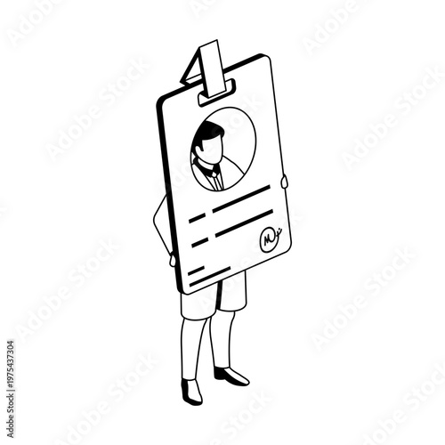 An isometric style icon showing a student id

