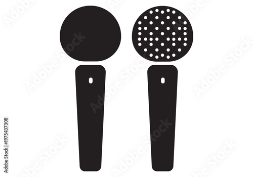 Studio Microphone Cut File Retro Microphone Radio Station Music Recording Radio Rec. Microphone Icons set.