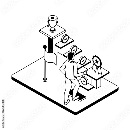 Icon depicting a gamified learning in isometric style
