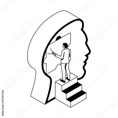 An isometric style icon showing a self awareness
