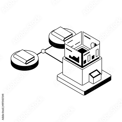 Icon depicting a business study in isometric style
