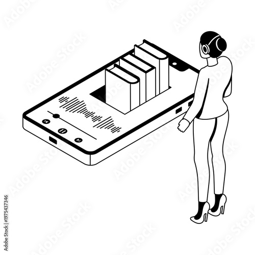 Icon depicting an audio lecture in isometric style
