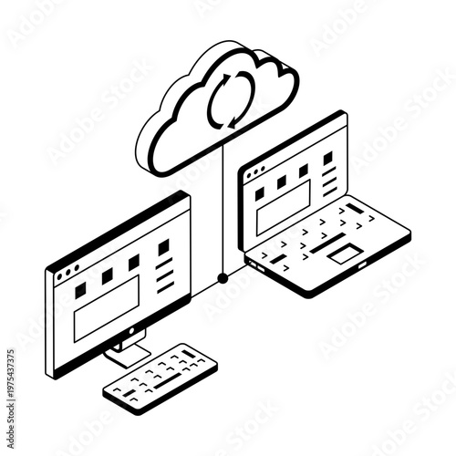 Icon depicting a screen sharing in isometric style
