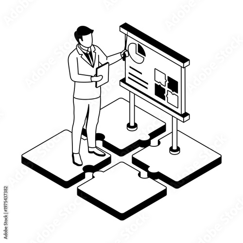 Icon depicting a training in isometric style
