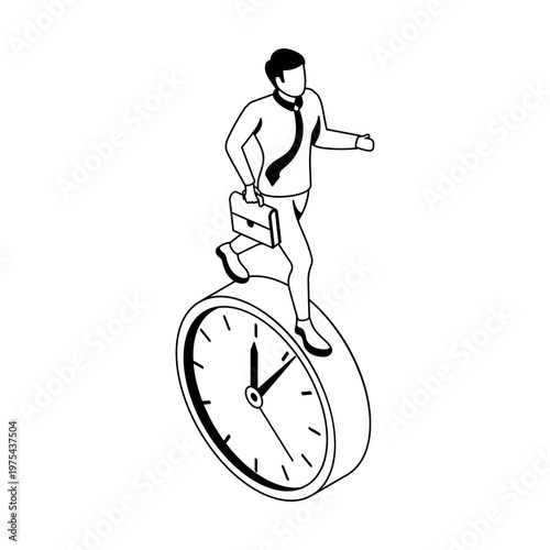 Icon depicting a punctual person in isometric style
