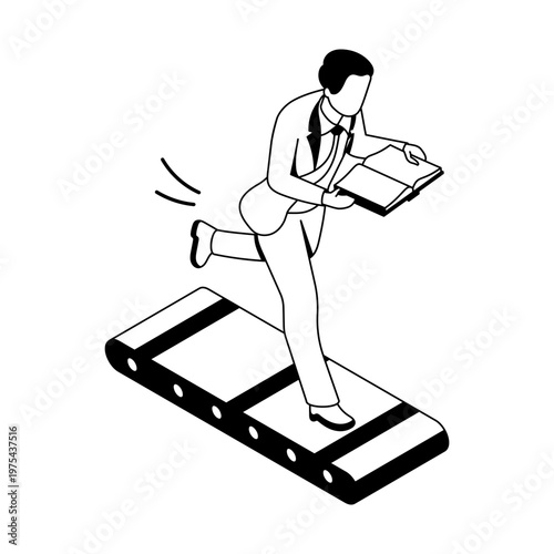 An isometric style icon showing a fast learning
