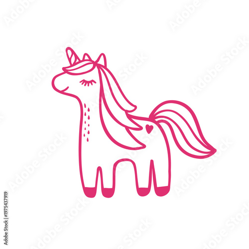 Cute unicorn kawaii line icon