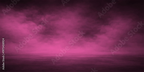 Abstract a mysterious pink fog covers the ground, creating a dreamy and atmospheric aesthetic, evokes a sense of surrealism and ethereal beauty.