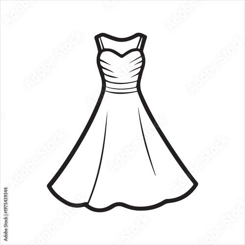 A single vector icon of a wedding dress on white background 