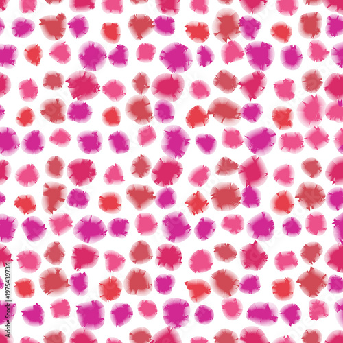 Seamless Abstract Watercolor Polka Dot Pattern with Transparent Background