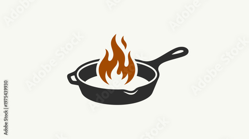 Cast Iron Skillet with Flames