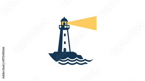 Minimalist Lighthouse Logo on White Background