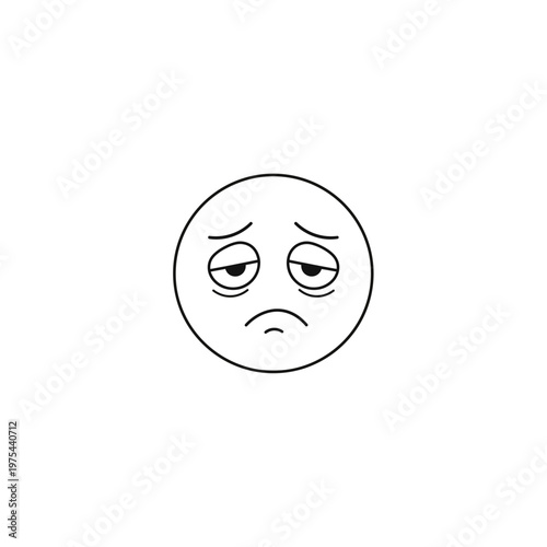 Sad face icon with negative expression disappointment minimalist background