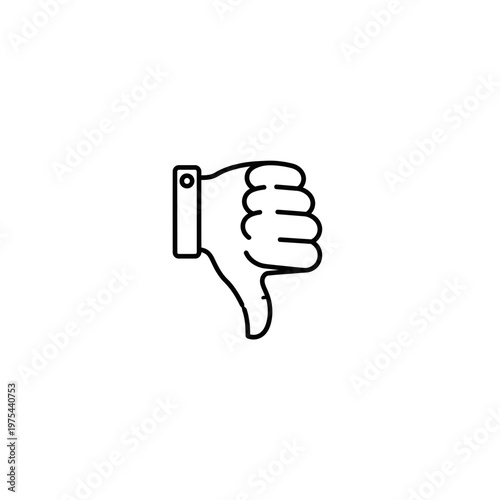 Thumbs down icon with disapprove negative minimalist illustration background